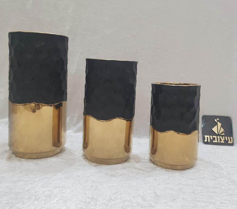 אגרטל מחוספס שחור זהב