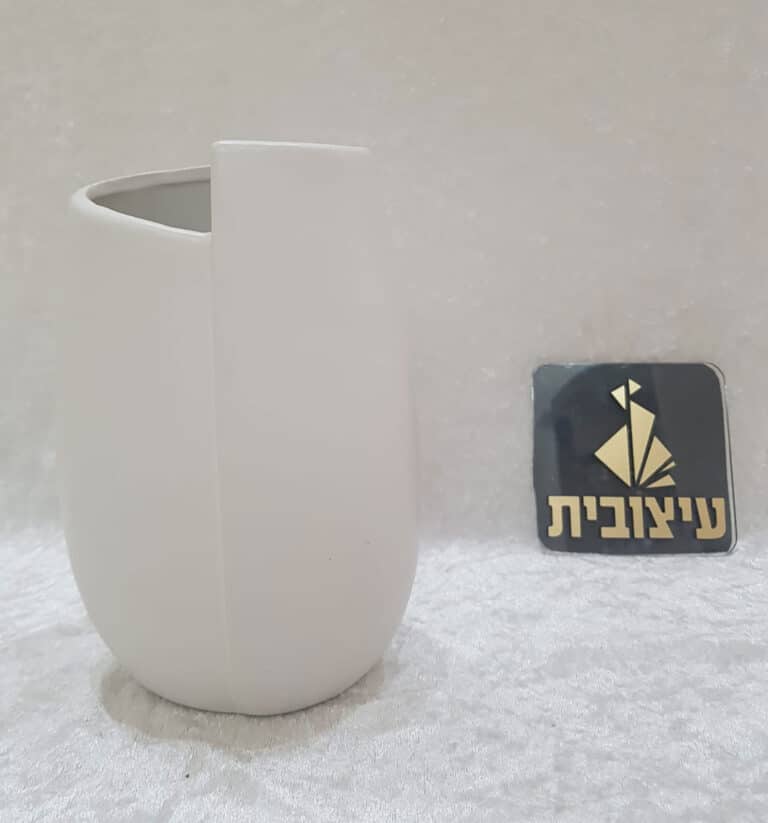 אגרטל קרמיקה מעטפה לבן קטן