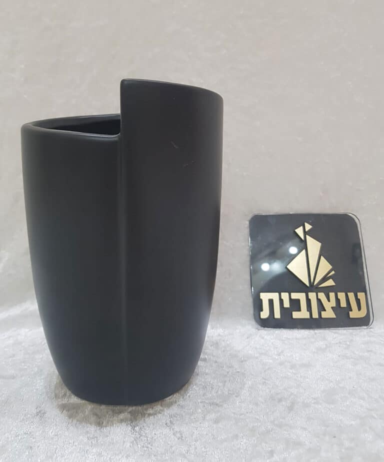 אגרטל קרמיקה מעטפה שחור גדול